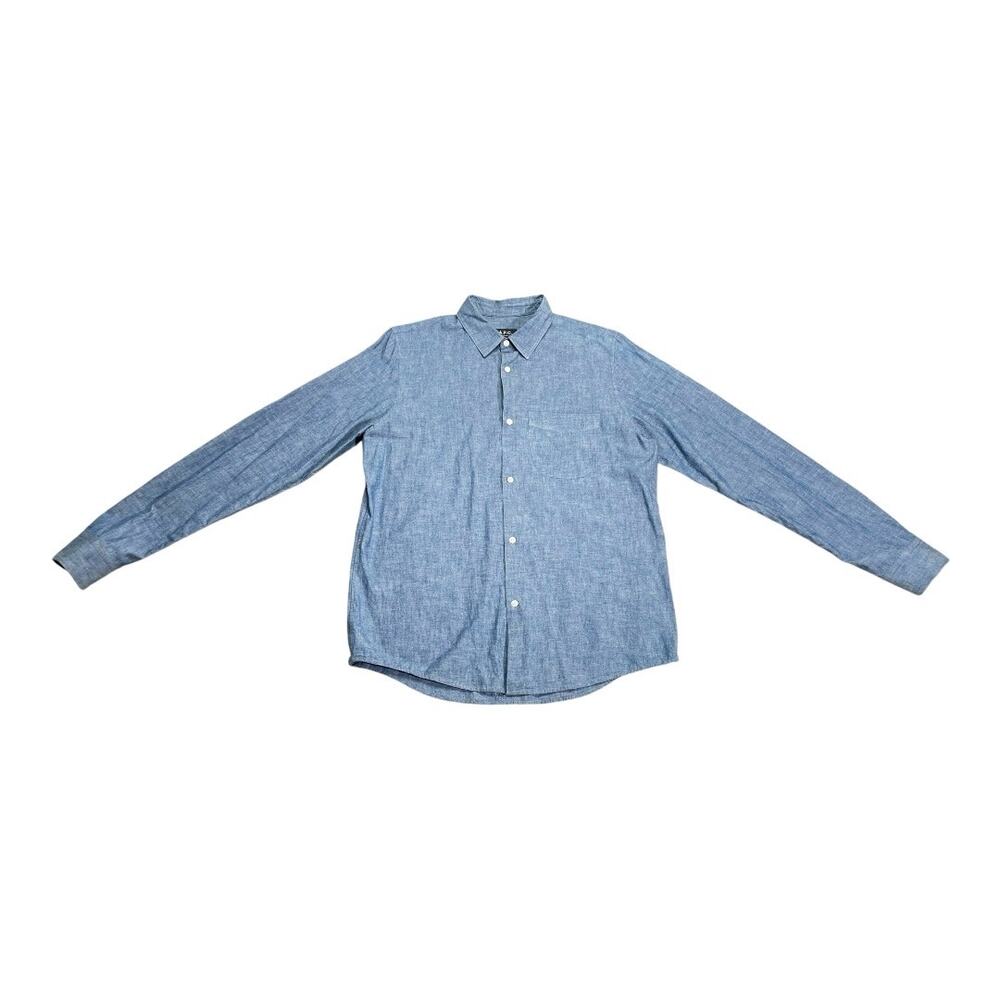 A.P.C. Paris Blue Chambray Button Down Shirt Size Large - Picture 1 of 4